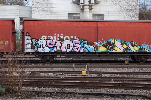 Graffiti Train in Stuttgart - Photo by stuttgart0711 - bender, cargo, güter (2014)