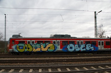 Graffiti Train - Photo by stuttgart0711 - obcs, stuttgart, sbahn (2014)