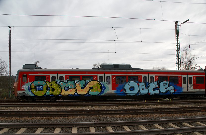 Graffiti Train - Photo by stuttgart0711 - obcs, stuttgart, sbahn (2014)