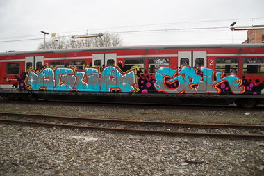 Graffiti Train - Photo by stuttgart0711 - agua, gbk, crew (2014)