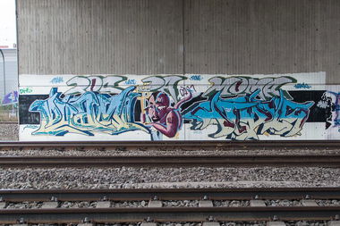 Graffiti Wall - Photo by stuttgart0711 - phams, henks, trainline (2002)