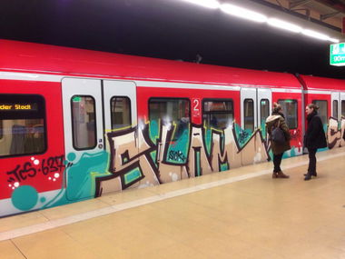 Graffiti Train - Photo by stuttgart0711 - slam, sbahn, stuttgart (2015)