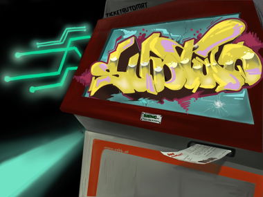 Graffiti Artwork in Vienna - Photo by subtwo - subtwo, verkehrsmittelautomat (2013)