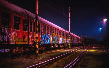 Graffiti Train in Bratislava - Photo by sunsnv - yard, slovakia, red (2014)