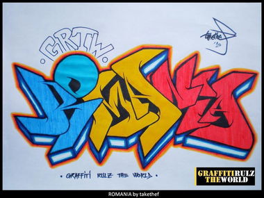 Graffiti Sketch in Bucharest - Photo by takethef - romania, grtw, gold (2010)