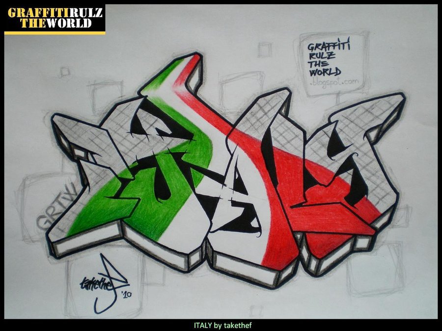 Graffiti Sketch in Rome - Photo by takethef - italy, grtw, gold (2010)