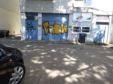 Graffiti Bombing in Saarbrücken - Photo by teaka - Fonsy, Solar, RMT (2014)