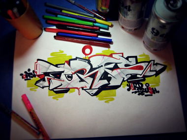 Graffiti Sketch in Zhodino - Photo by torfs1