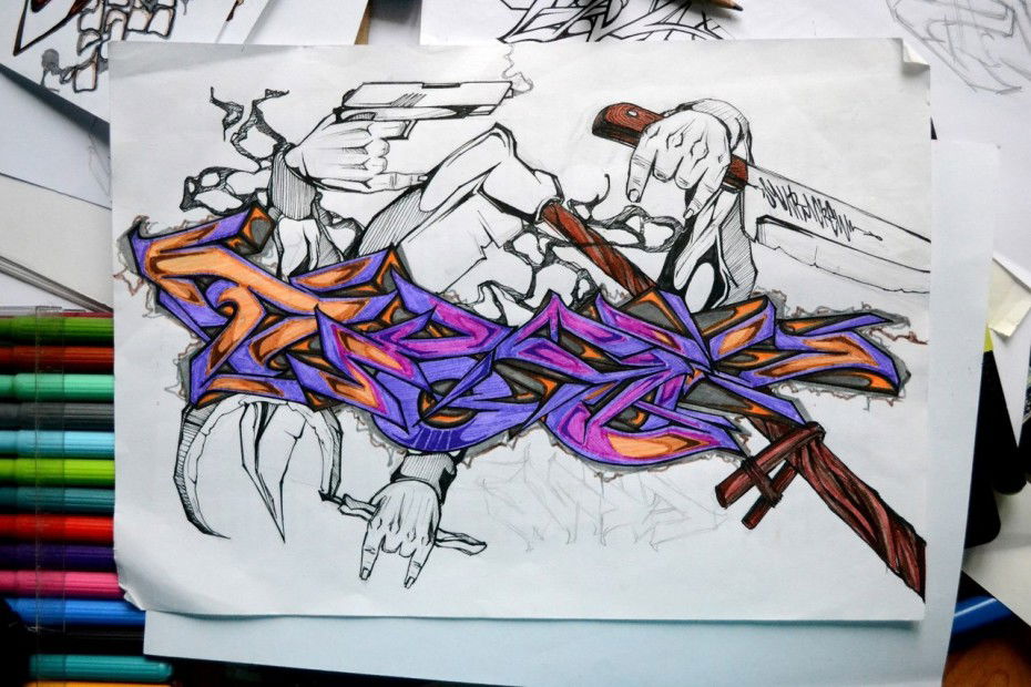 Graffiti Sketch in Penza - Photo by tw0k (2013)