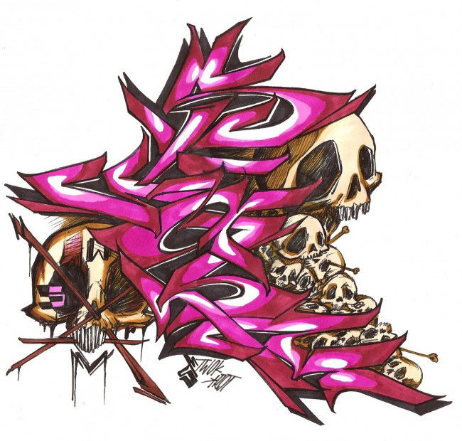 Graffiti Sketch in Penza - Photo by tw0k - tw0k, kr0t (2013)