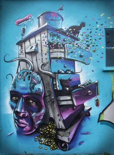 Graffiti Artwork - Photo by unitedartist - hifi, herz, weis