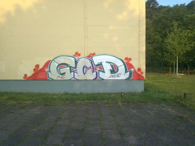 Graffiti Bombing - Photo by unknown - mfg, god (2014)