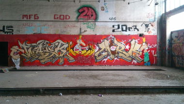 Graffiti Wall - Photo by unknown - wesk, mirok, god (2014)