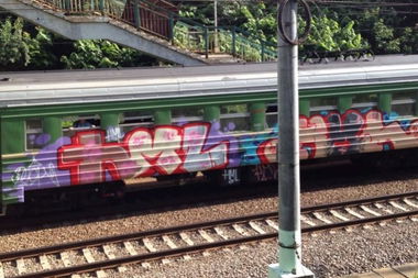 Graffiti Train in MOW - Photo by vivalamoscu - hml, hml, punch (2012)