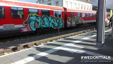 Graffiti Train in Karlsruhe - Photo by wedonttalk - juhu, kb63, inka (2017)